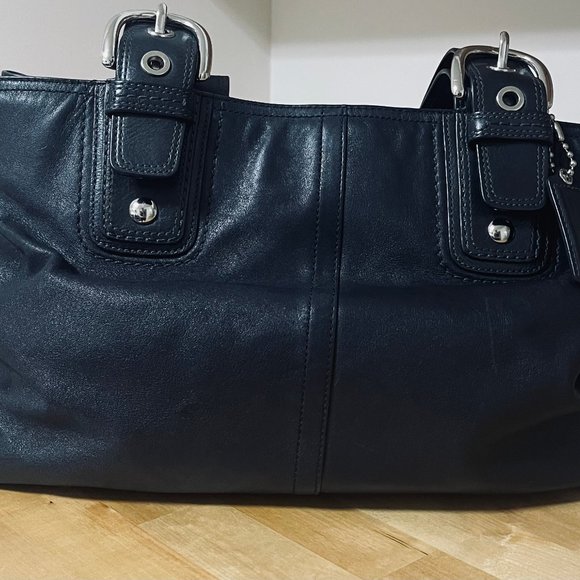 Vintage Leather COACH SOHO XL Black Carryall Tote #F13110 -- RARE - Picture 9 of 9